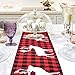 Plaid Table Runner, Cotton & Burlap Buffalo Check Table Runner, Christmas Elk Table Runner for Christmas Table Decoration, Family Dinners or Gatherings, Indoor or Outdoor Parties. 14 x 74 Inch