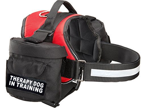Therapy Dog in Training Harness with Removable Saddle Bag Backpack Harness Carrier Traveling. 2 Removable Patches. Please Measure Dog Before Ordering.