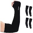 TEVEUNI Arm Sleeves for Women Men Hand Cover Cooling Compression Arm Sleeve Tattoo Cover Up Sleeves to Cover Arm Warmers