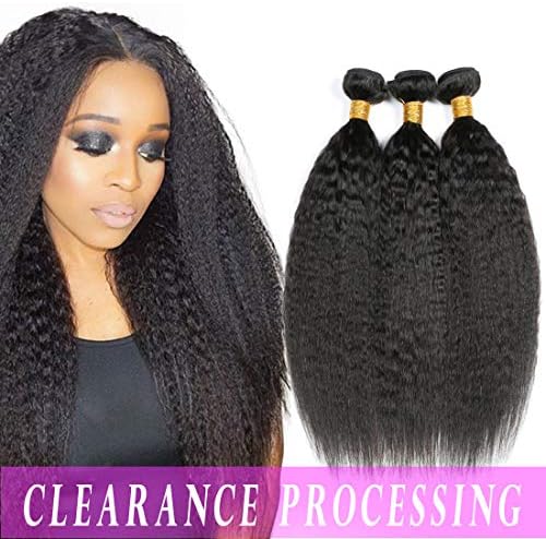 Clearance Sale 3 Bundles 8A Grade Brazilian Yaki Straight human weave Hair Unprocessed Virgin remy Human Kinky Straight Hair Extensions Natural Color (14 16 18)