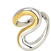 YADUDA Gold Silver Chunky Statement Rings for Women Thumb Ring Wavy Curve Ring Non Tarnish Dainty 18K Gold Plated Band Rings Stainless Steel Jewelry Gift