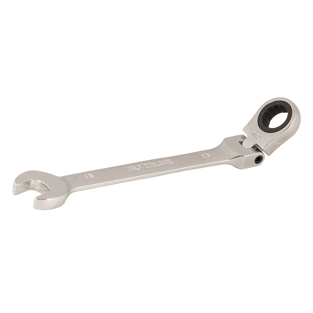 Silverline 196573 Flexible Head Ratchet Spanner 13 mm, Silver