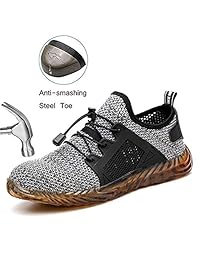 SYLPHID - Zapatos de seguridad de acero para hombre y mujer, ligeros, transpirables, industriales y de construcción, a prueba de pinchazos