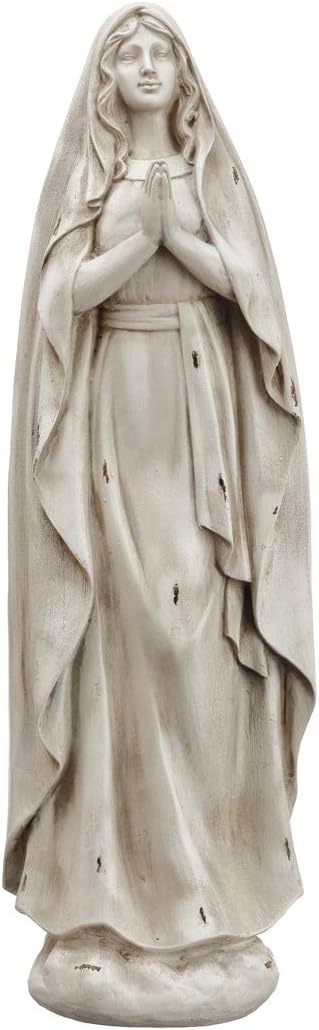 Praying Mary Figurine, Sculpted with Flowing Robes at 16.5 Inches Tall, Weatherproof for Garden or Entry