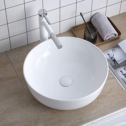 Round Vessel Sink Above Counter Sink 16 Inch Kitchen Sink Ceramic - Bathroom Vanity Bowl Art Basin Lalasani Fireclay Farmhouse Sink White