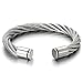 COOLSTEELANDBEYOND Large Elastic Adjustable Steel Cuff Bangle Bracelet for Men Women Silver Color