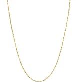 SPETLEK 14K Yellow/White Gold Singapore Chain Necklace for Women 14K Solid Gold Necklace with Spring Ring clasp