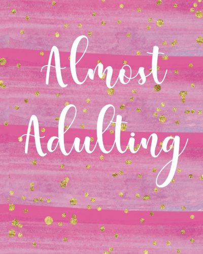 Almost Adulting: Bullet Journal with Stylish Dark Pink Watercolor, Gold Dot Design, Dot Grid Bullet Journal, 8 x 10 Blank Notebook, 1/4 inch Dot Grid ... Softcover Dotted Paper, Perfect Bound Diary