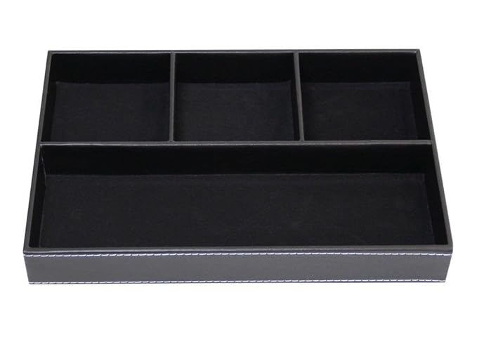 Artikle Leather Corporate Leather Desktop Organizer - Black Flat 4-Slot