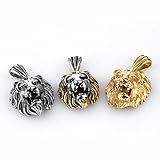 COPAUL Jewelry Punk Men's Stainless Steel Animal Lion Head Shape Pendant Necklace,Three Colors