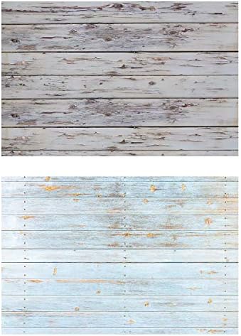 AOSTO 2 in 1 Waterproof Paper Background - Great for Jewelry Luxury Cosmetics Tabletop Photography - Rustic and Light Blue Wood Texture 33"x22"(83x55cm) - FUSDP-57