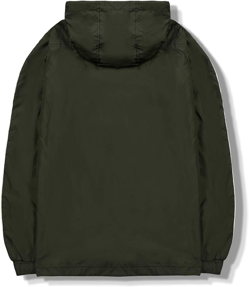 MADHERO Mens Windbreaker Jackets Casual Lightweight Wind Breaker with Hood: Clothing