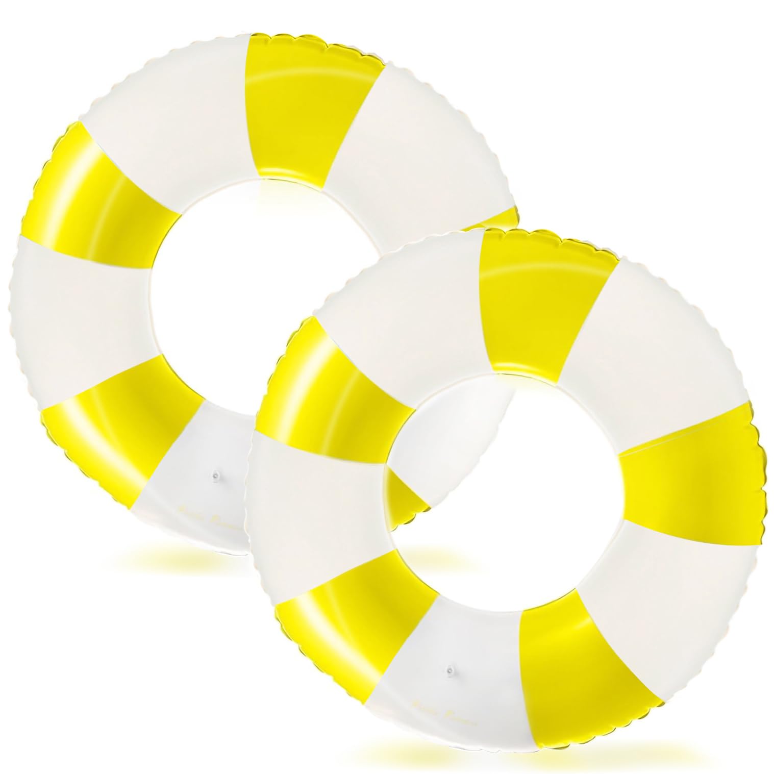 Photo 1 of 2PCS Pool Floats for Adult Striped Swim Ring Pool Floaties Inflatable Large Swimming Pool Raft Party Water Girls Boys Summer Beach Lounger Float Party Supplies (90#Yellow, 2)