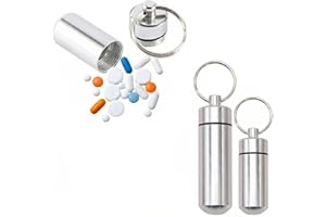 2PCS Stainless Steel Waterproof Pill Case with Sealed Mini Container, Compact Keyring Design for Travel, Hiking, Daily Use, T
