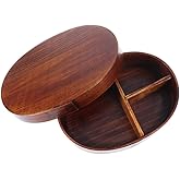 Miraclekoo Wooden Lunch Box for Kids/Adult,Japanese Bento Box with Compartment Wood Bento Lunch Box for Picnicking Office Hiking Camping,Brown