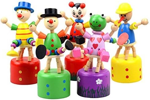 VIPASNAM-1 Pcs Wooden Clown Puppet Finger Toy Lovely Educational Kids Toy Clown Barrel KW