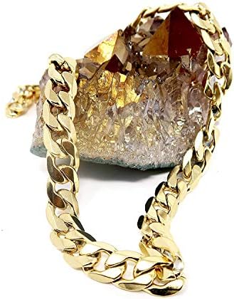 Gold Chain Necklace 9MM 24K Fashion Jewelry Diamond Cut Miami Cuban Link Hip Hop Real Solid Clasp Gift.