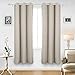 Deconovo Blackout Curtain Panel – Solid Grommet Top, Thermal Insulated & Energy‑Saving, Machine‑Washable Room Darkening Window Treatment for Bedroom & Living Room, 1 Panel, Light Beige, 42W x 84L