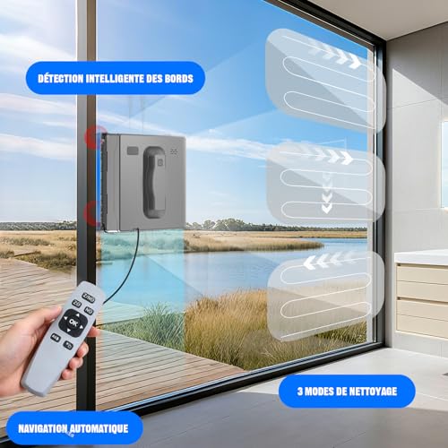 Vidattx Smart Window Cleaner Robot Dual Spray with 3 Path Modes (Z/N, Z, N), Automatic Window Cleaner Robot with Remote Control, Smart Navigation