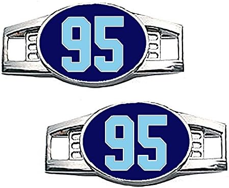 Number Charms - Jersey Style For Shoelace / Paracord (Number 95 With Team Colors Navy Blue &amp; Light Blue)