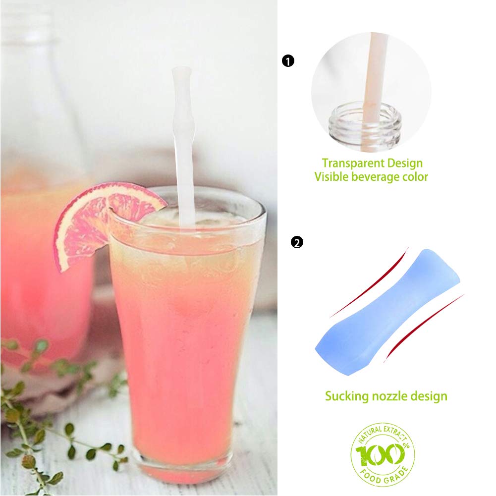 SIHUAN 4 Pack Silicone Straws Drinking Reusable - Portable Collapsible Straws - Silicone Straws - Eco Friendly Straws - Portable Straw with Case & Brushes Dishwasher Safe