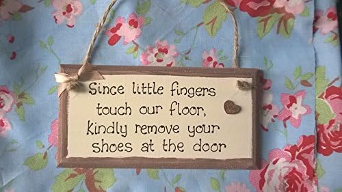 HANDMADE SHABBY CHIC 'PLEASE REMOVE YOUR SHOES' SIGN PLAQUE GIFT