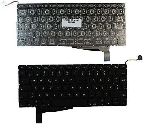 Keyboards4Laptops German Layout Replacement Laptop Keyboard Backlit Version (Without Backlit Board) Black for Apple MacBook Pro A1286 Unibody (EMC 2255)