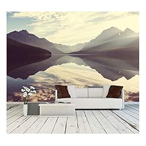 Bowman Lake in Glacier National Park, Montana, USA - Removable Wall Mural | Self-Adhesive Large Wallpaper - 66x96 inches