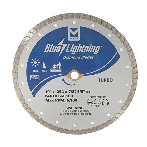 Mercer Industries 660100 blue Lightning Turbo Diamond Blade, 10" x .094 x 7/8", 5/8" with Diamond Cut-Out - Thumbnail 4