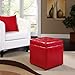 Modway Volt Tufted Faux Leather Square Storage Ottoman Cube In Red