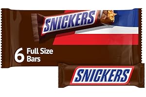 SNICKERS NFL Football Full Size Chocolate Candy Bars, Caramel Chocolate for Parties, Tailgating, or Game Day Snacks, 11.16 oz Bag (Pack of 6)