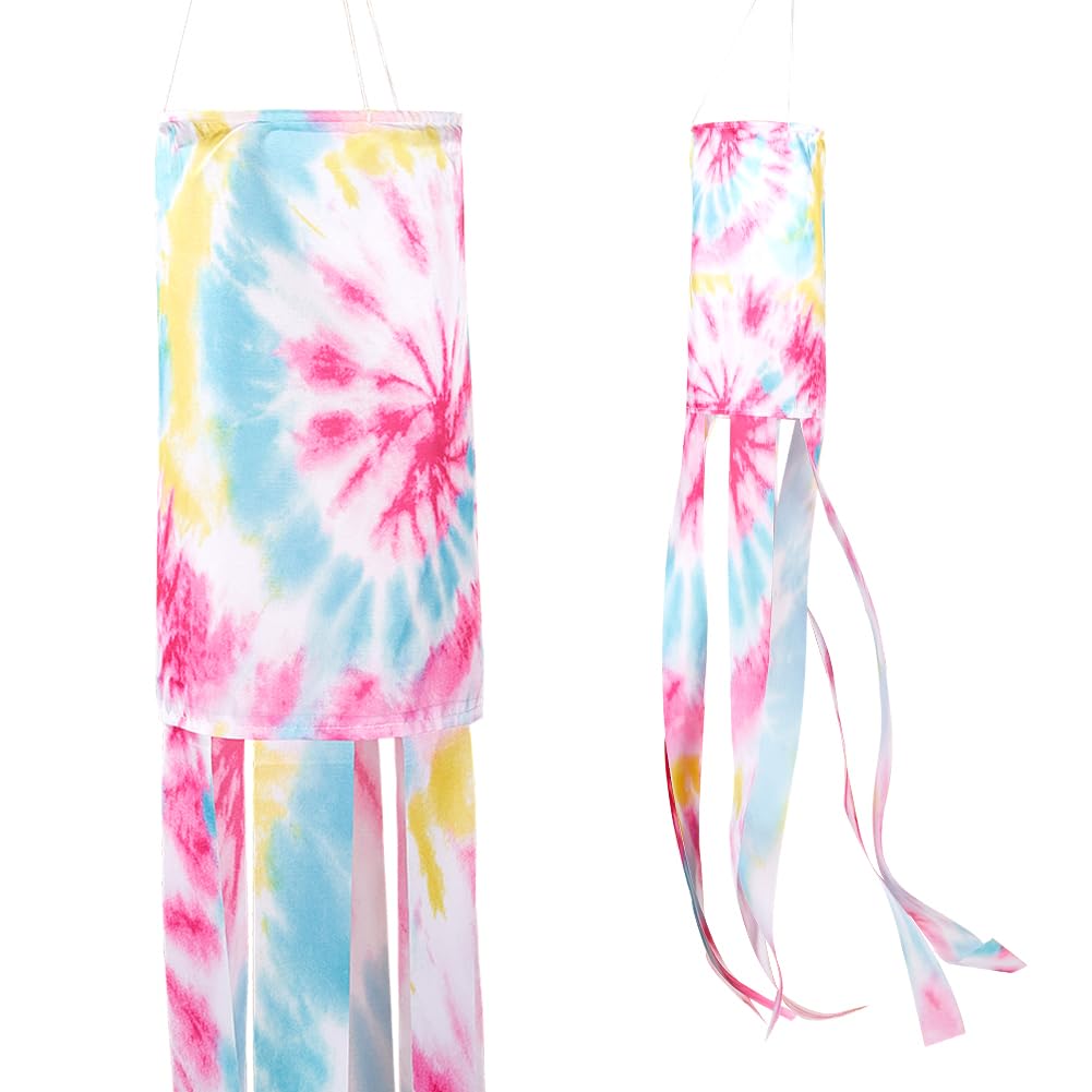 GORGECRAFT 49 Inch Tie Dye Windsock Flag Colorful Flowers Polyester Streamer Flags 3D Wind Sock Outdoor Hanging Decorations for Home Yard Garden Balcony Porch Patio Lawn Party Decor