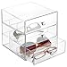 mDesign Office Supplies Desk Organizer for Staplers, Scissors, Pens, Markers, Highlighters - 3 Drawers, Clear