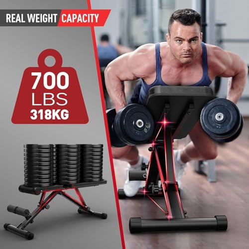 JOROTO Adjustable Weight Bench, Full Body Workout Strength Training Bench Press Foldable Incline Decline Bench Sit Up Exercise Equipment for Home Gym 700lbs/800lbs/1000lbs