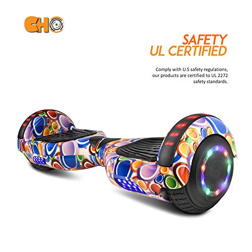 CHO Electric Smart Self Balancing Scooter Hoverboard Built-in Speaker LED Wheels Side Lights- UL2272 Certified (-Colorful Circle)