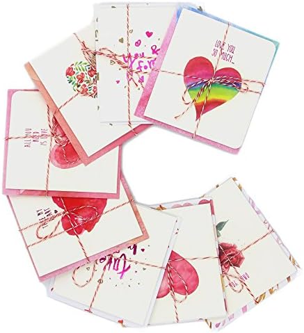 8 Romantic Blank Love Cards, Small and Cute Love Greeting Cards with Envelopes for Mother's Day,Women's Day, Birthdays, Anniversaries and Valentine's Day Gifts, by Hearten Souls