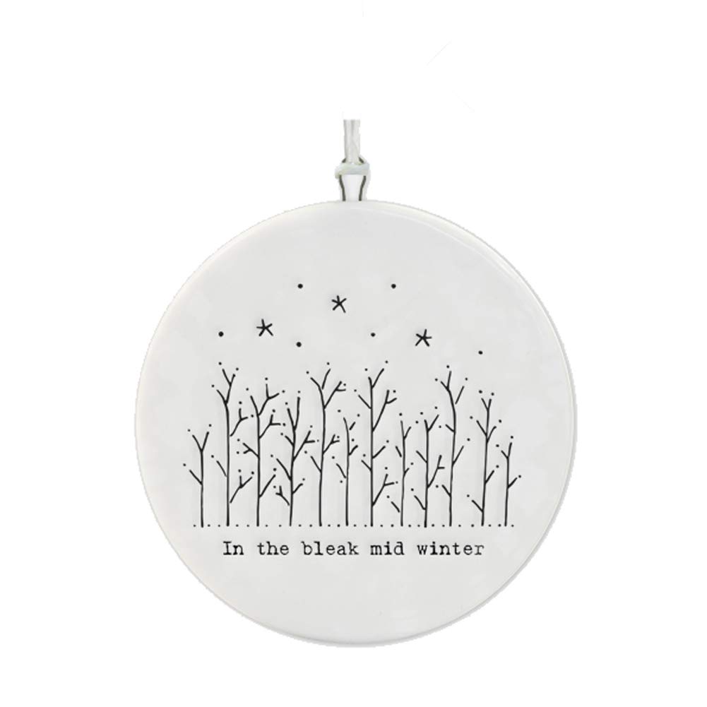 EAST OF INDIA Flat Porcelain Bauble Bleak Mid Winter Christmas Decoration