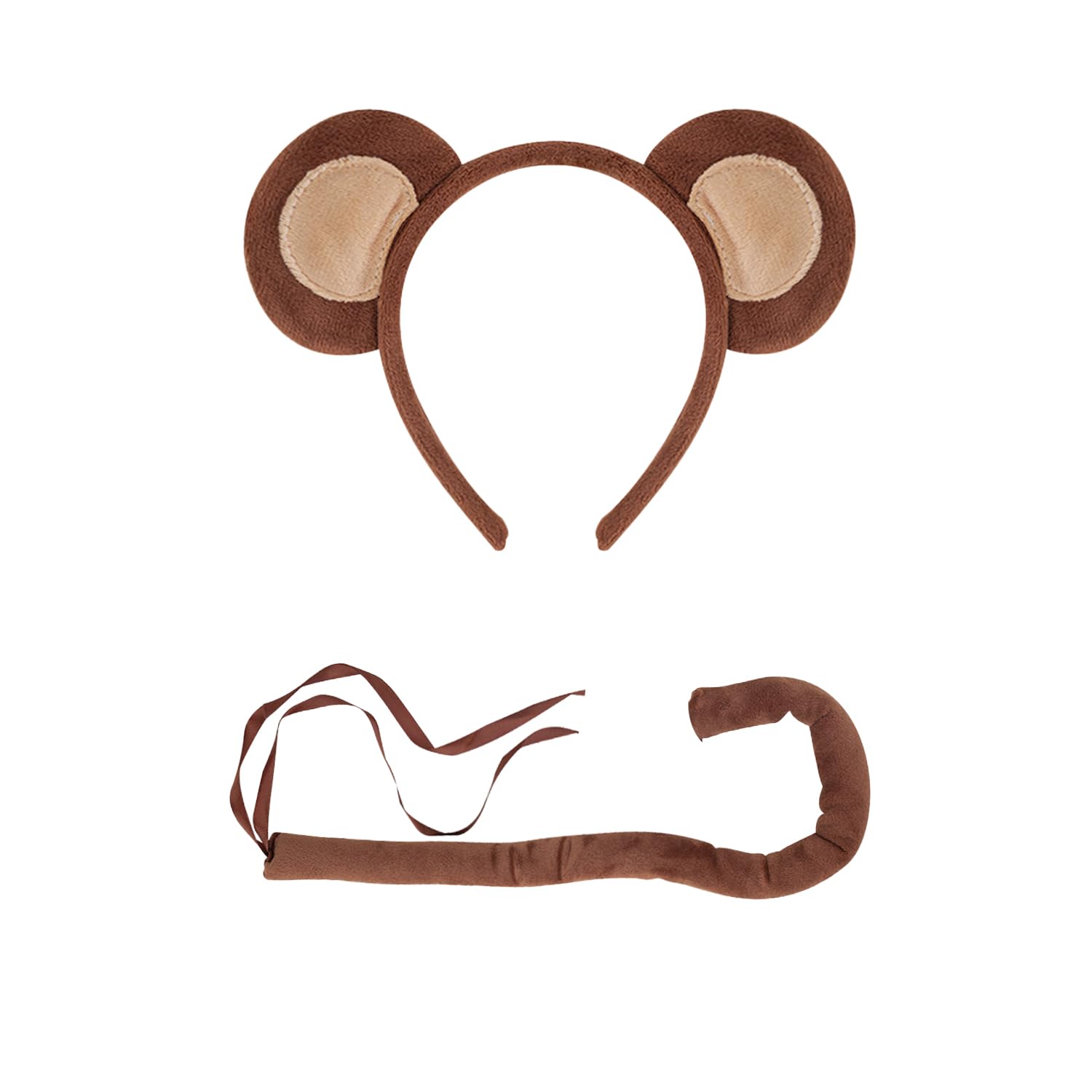 MEISH 2pcs Monkey Fancy Costume Animal Ears Headband Tail Animal Set Halloween Monkey Costume for Halloween Stage Performance