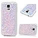 YOKIRIN Galaxy S5 Case, Luxury Sparkle Powder 3D Diamond Paillette Bling Slim Glitter Flexible Soft Rubber Gel TPU Protective Shell Hybrid Bumper Case Cover for Samsung Galaxy S5 i9600, Light Purple