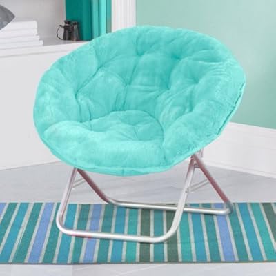 Mainstays Faux-Fur Saucer Chair, Aqua Wind, Soft Fabric