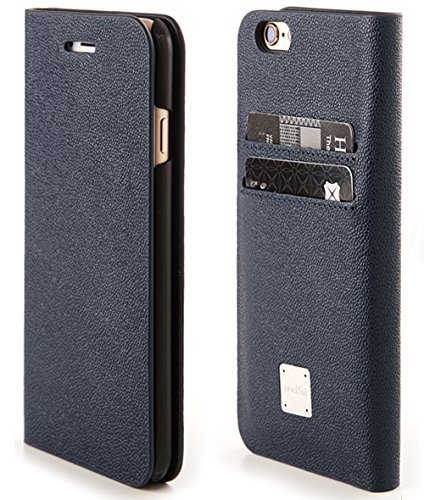 Genuine Italian Leather RFID Flip Case, Truffol iPhone 6 / 6s (4.7") RFID-Blocking / RFID-Friendly (Navy)