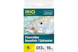 RIO Products Fluoroflex Bonefish Tapered Leader - 100% Fluorocarbon Fly Fishing Leader for Saltwater Species - Abrasion Resistant - Available in 8lb, 10lb, 12lb, 16lb, and 20lb