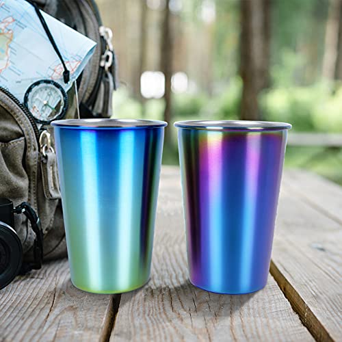 TDGOM 4 Pack 16oz Stainless Steel Cups Shatterproof Pint Drinking Cups