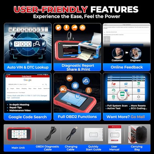 LAUNCH CRP129E OBD2 Car Diagnostic Tool, Car Code Reader, EOBD Tester for ABS, SRS, Engine and Transmission, with Service Functions, for DPF, Oil, EPB, SAS, TPMS, BMS and Throttle Valve Regulation,