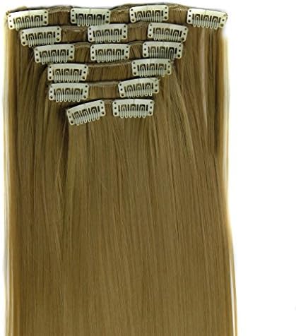 Isabelle hair Straight 22" 7pcs Beautiful Whole Head 16 Clips in Synthetic Hair Extensions (golden blonde mixed with dark blonde)