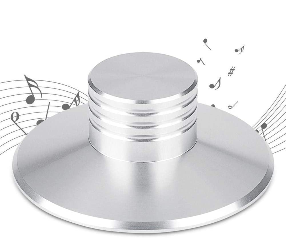 Record Weight Clamp Metal Disc Stabilizer with Display Rotation Speed of Lp Disc, Suitable for Adjusting Lp Record Player, Cd Player, Case, Speaker.(Silver)