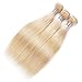 VIOLET Brazilian Blonde Hair 3 Bundles Weave Straight Hair Bundles 8A Blonde Hair Weft Human Hair Extensions for Women(14 14 14inch)