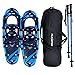 FLASHTEK 21 Inches Snowshoes for Men and Women, Light Weight Aluminum Terrain Snowshoes + Pair Anti-Shock Adjustable Snowshoeing Poles + Free Carrying Tote Bag (Blue)