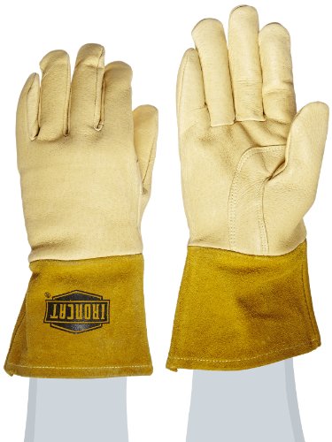 IRONCAT 6020 Premium Top Grain Pigskin Leather MIG Welding Gloves: Insulated Back, Medium, 1 Pair
