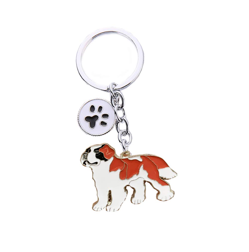 Dog Key-ring Keychain,10cm Cute Metal Dog Keychain Keyring Keyfob Bag Charm Best Birthday (Saint bernard)